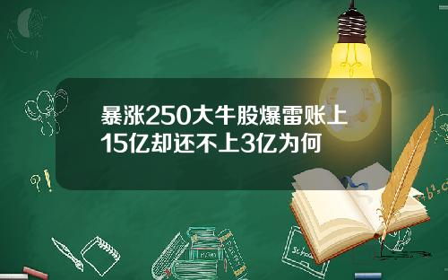 暴涨250大牛股爆雷账上15亿却还不上3亿为何