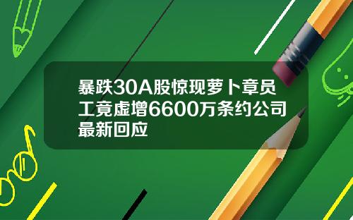 暴跌30A股惊现萝卜章员工竟虚增6600万条约公司最新回应