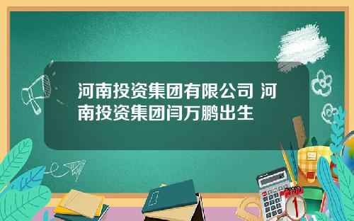 河南投资集团有限公司 河南投资集团闫万鹏出生