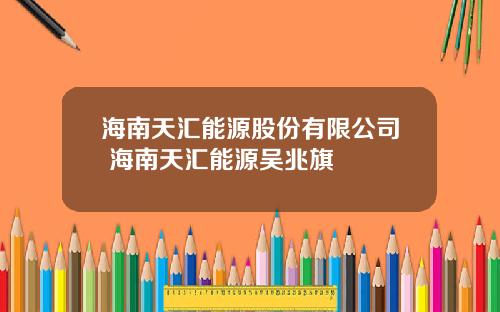 海南天汇能源股份有限公司 海南天汇能源吴兆旗