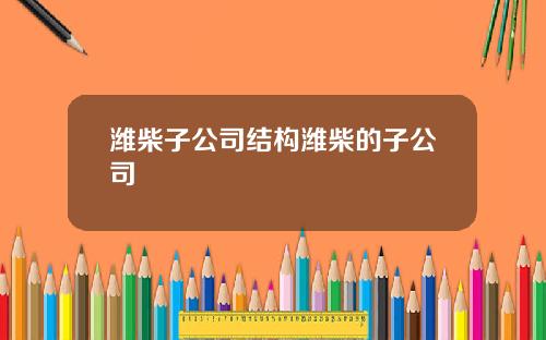 潍柴子公司结构潍柴的子公司