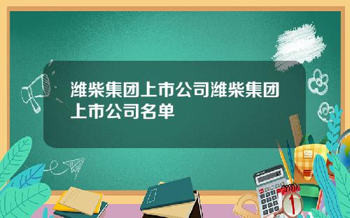 潍柴集团上市公司潍柴集团上市公司名单