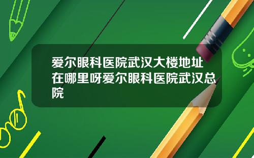 爱尔眼科医院武汉大楼地址在哪里呀爱尔眼科医院武汉总院