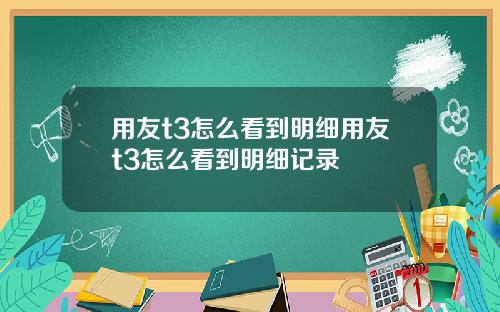 用友t3怎么看到明细用友t3怎么看到明细记录