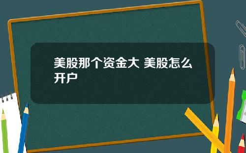 美股那个资金大 美股怎么开户