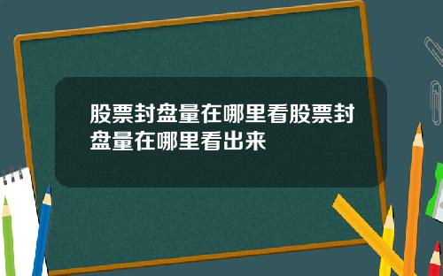 股票封盘量在哪里看股票封盘量在哪里看出来
