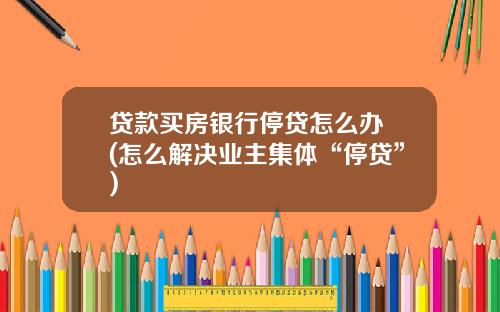 贷款买房银行停贷怎么办 (怎么解决业主集体“停贷”)