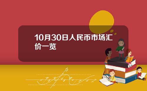 10月30日人民币市场汇价一览
