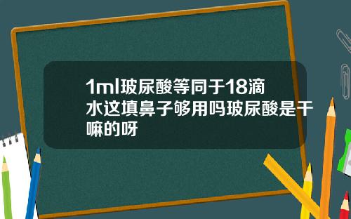 1ml玻尿酸等同于18滴水这填鼻子够用吗玻尿酸是干嘛的呀