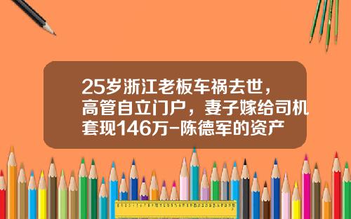 25岁浙江老板车祸去世，高管自立门户，妻子嫁给司机套现146万-陈德军的资产多少【新闻】