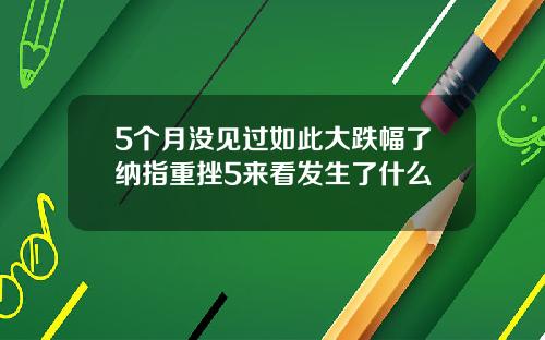 5个月没见过如此大跌幅了纳指重挫5来看发生了什么
