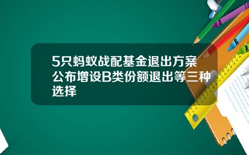 5只蚂蚁战配基金退出方案公布增设B类份额退出等三种选择