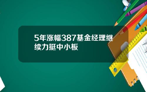 5年涨幅387基金经理继续力挺中小板