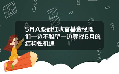 5月A股翻红收官基金经理们一边不雅望一边寻找6月的结构性机遇
