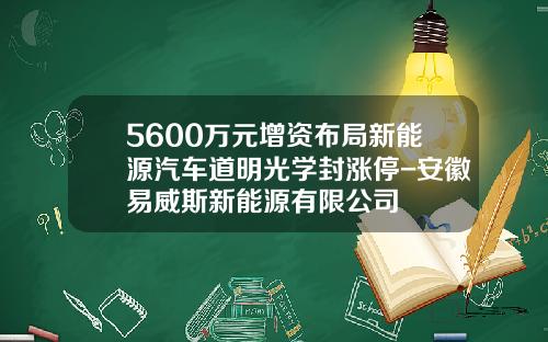 5600万元增资布局新能源汽车道明光学封涨停-安徽易威斯新能源有限公司