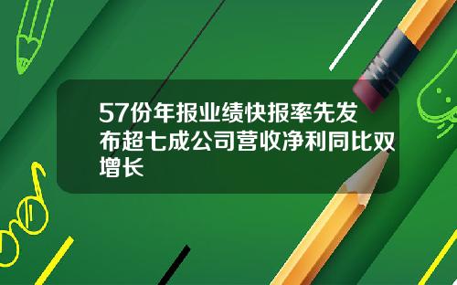 57份年报业绩快报率先发布超七成公司营收净利同比双增长