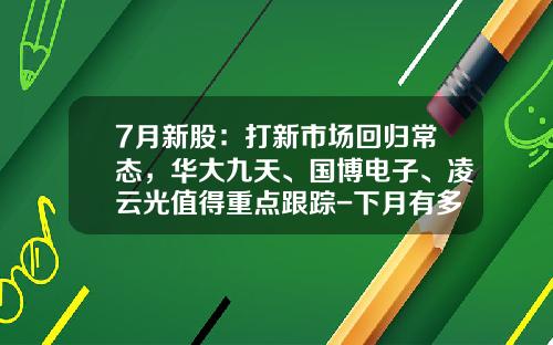 7月新股：打新市场回归常态，华大九天、国博电子、凌云光值得重点跟踪-下月有多少新股