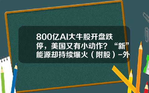800亿AI大牛股开盘跌停，美国又有小动作？“新”能源却持续爆火（附股）-外国股票资讯网站推荐