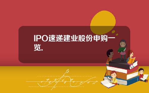IPO速递建业股份申购一览.