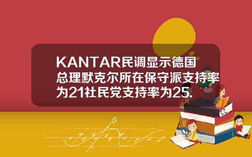 KANTAR民调显示德国总理默克尔所在保守派支持率为21社民党支持率为25.