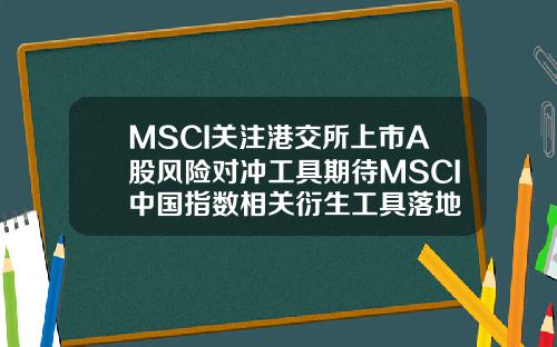 MSCI关注港交所上市A股风险对冲工具期待MSCI中国指数相关衍生工具落地