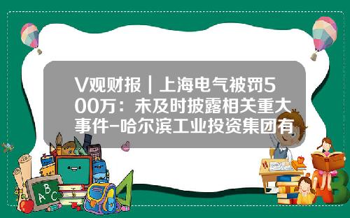V观财报｜上海电气被罚500万：未及时披露相关重大事件-哈尔滨工业投资集团有限公司年报