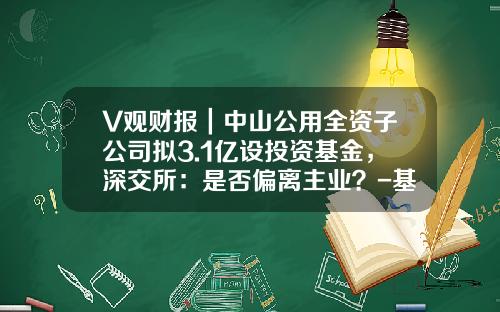 V观财报｜中山公用全资子公司拟3.1亿设投资基金，深交所：是否偏离主业？-基金公司财务报表