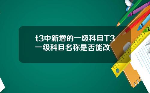 t3中新增的一级科目T3一级科目名称是否能改