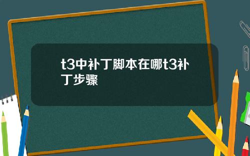 t3中补丁脚本在哪t3补丁步骤