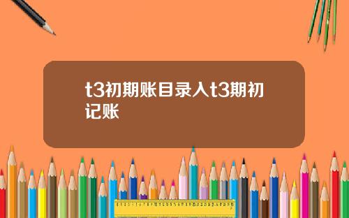 t3初期账目录入t3期初记账