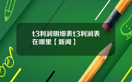 t3利润明细表t3利润表在哪里【新闻】