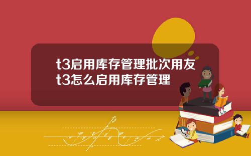 t3启用库存管理批次用友t3怎么启用库存管理