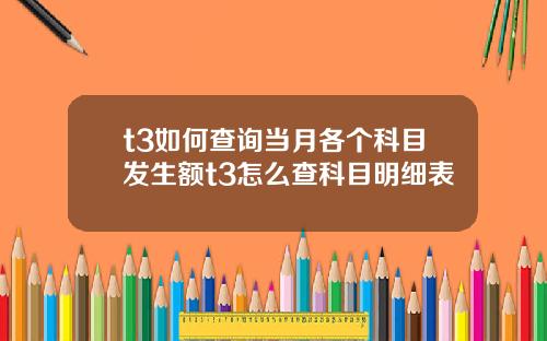 t3如何查询当月各个科目发生额t3怎么查科目明细表