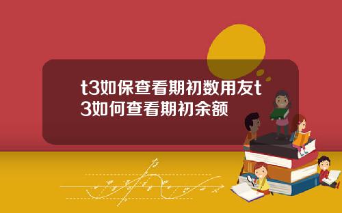 t3如保查看期初数用友t3如何查看期初余额