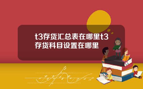 t3存货汇总表在哪里t3存货科目设置在哪里