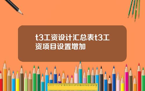 t3工资设计汇总表t3工资项目设置增加