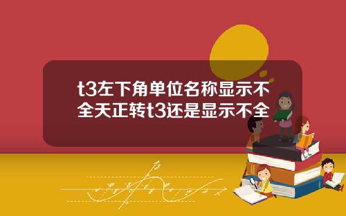 t3左下角单位名称显示不全天正转t3还是显示不全