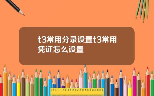 t3常用分录设置t3常用凭证怎么设置