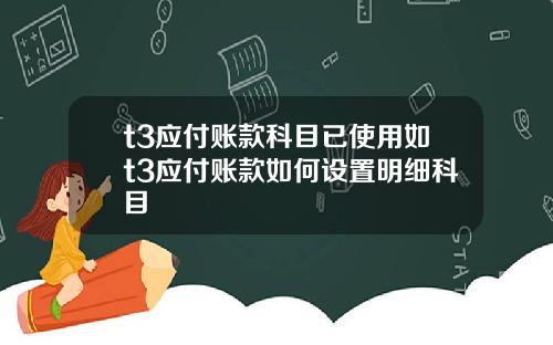 t3应付账款科目已使用如t3应付账款如何设置明细科目