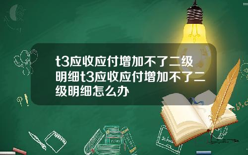 t3应收应付增加不了二级明细t3应收应付增加不了二级明细怎么办