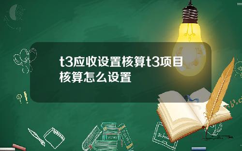 t3应收设置核算t3项目核算怎么设置
