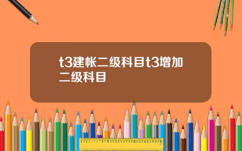 t3建帐二级科目t3增加二级科目