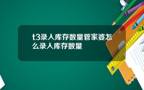 t3录入库存数量管家婆怎么录入库存数量