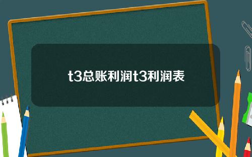 t3总账利润t3利润表