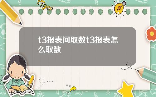 t3报表间取数t3报表怎么取数