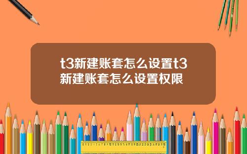 t3新建账套怎么设置t3新建账套怎么设置权限