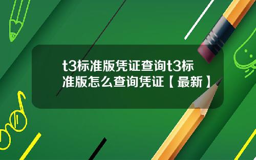t3标准版凭证查询t3标准版怎么查询凭证【最新】