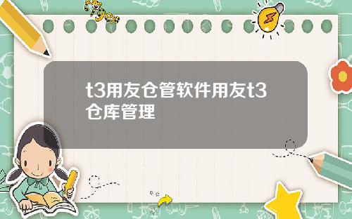 t3用友仓管软件用友t3仓库管理