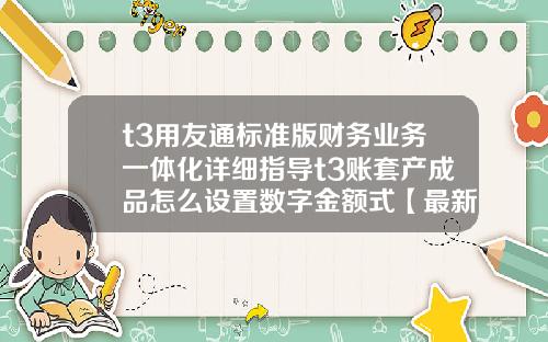 t3用友通标准版财务业务一体化详细指导t3账套产成品怎么设置数字金额式【最新】