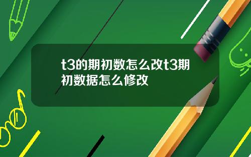 t3的期初数怎么改t3期初数据怎么修改